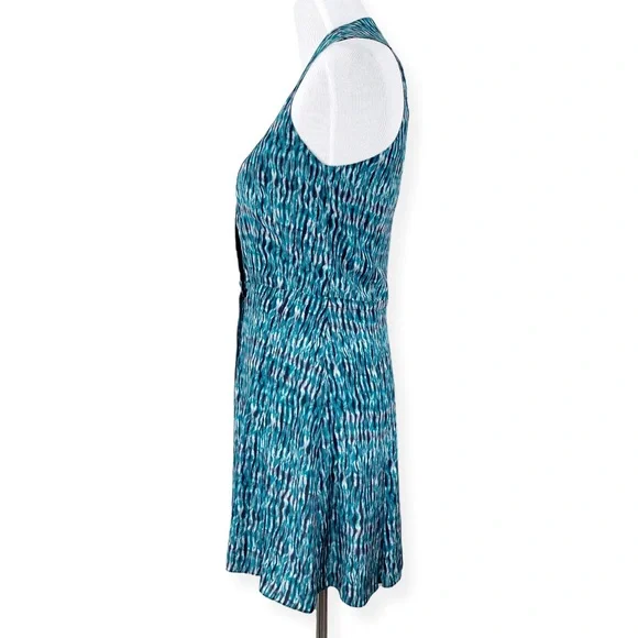 Proenza Schouler Teal Black Sleeveless Silk Print Wrap Mini Dress - Picture 5 of 14